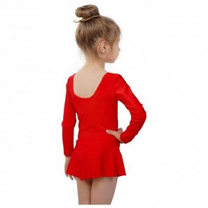 Купальник гимнастический с юбкой, с длинным рукавом, размер 34, цвет красный