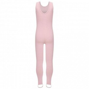 Комбинезон гимнастический на лямках, цвет розовый, лосины с вырезом, размер 32