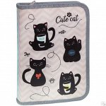 Пенал 1 отделение, 200*140 ArtSpace &quot;Cute cat&quot;, две откидные секции, ткань