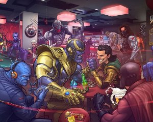 Картина по номерам на холсте "Антигерои Marvel отдыхают"