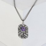 Кулон-амулет &quot;Помпеи&quot; око, цвет фиолетово-голубой в чернёном серебре, 70 см