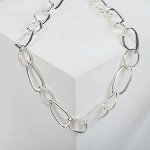Колье &quot;Цепь&quot; разные звенья, цвет серебро ,55см