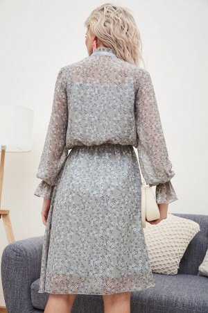 Платье Аймен №1.Цвет:серый/цветы