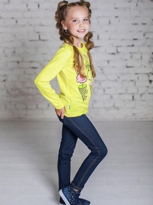 Леггинсы Джеггинсы-леггинсы из трикотажной джинсы темно-синего цвета для девочки. С накладными карманами сзади и имитацией спереди. Можно носить вместо джинс. Цвет: Темно-синий, Материал: Джинса трико