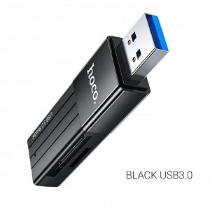 Card Reader Переходник HOCO HB20 Mindful, USB - TF/SD, черный, (USB 3:0 - 5 Gb и USB 2:0 - 480Mbps)