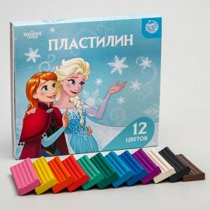 Пластилин 12 цветов 180 г «Эльза и Анна», Холодное сердце