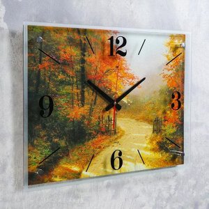 Часы настенные, серия: Природа, "Осенняя дорога", 40х56 см в ассортименте