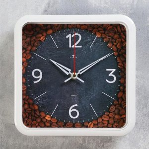 Часы настенные, серия: Кухня,  "Кофе в зернах", 22х22см, плавный ход