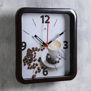 Часы настенные, интерьерные для кухни "Чашка кофе", бесшумные, 22 х 22 см
