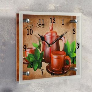 Часы-картина настенные, серия: Интерьер, "Чайный набор "Tea Time", 20х25 см