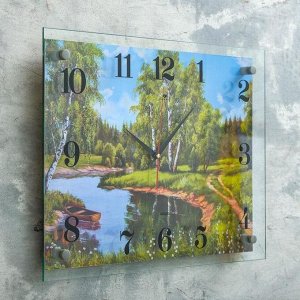 Часы настенные, серия: Природа, "Лодка на реке", 35х45  см, в ассортименте