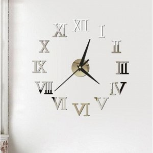 Часы - наклейка "Аннита", дискретный ход, d=50 см, сек. стрелка 12 см, серебро