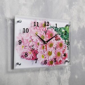 Часы настенные, серия: Цветы, "Герберы", 25х35 см