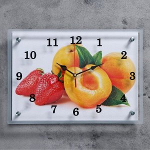Часы настенные, серия: Кухня, "Абрикосы и клубника", 25х35 см