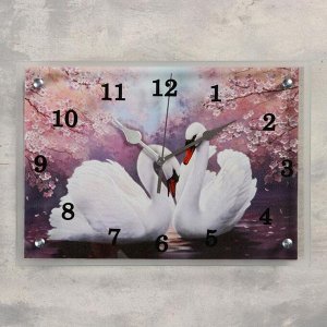 Часы настенные, серия: Животный мир, "Лебеди", 25 х35  см, в ассортименте