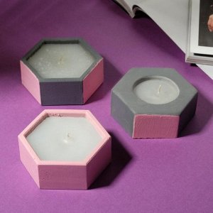 Свеча в подсвечнике «Серый и розовый», 7 х 3 х 8 см
