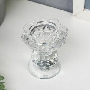 Стеклянный подсвечник на 1 свечу «Цветочек с хрустальным шаром», 7.5?6.8?6.8 см