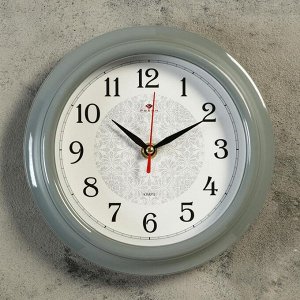 Часы настенные "Классика", "Рубин", серый обод  21х21 см
