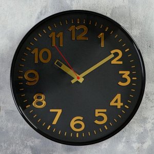 Часы настенные круглые "Классика", чёрный обод, 30х30 см, в ассортименте