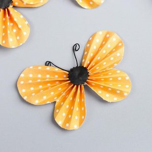 Декор для творчества "Жёлто-оранжевые бабочки в горошек" набор 3 шт 5х8,5 см