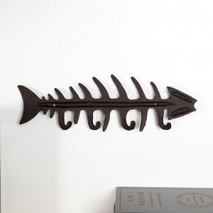Крючки декоративные металл "Рыбий скелет" 11х32,5х2,5 см