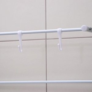 Стеллаж над стиральной машинкой со штангой для сушки, 66*25*175 см, цвет белый