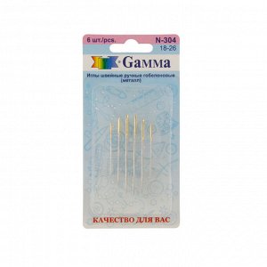 Иглы для шитья ручные "Gamma" N-304 гобеленовые №18-26 6 шт. в блистере острые