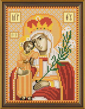 Канва/ткань с рисунком "Нова Слобода" БИС 5053 Богородица "Неувядаемый цвет" 13 см х 17 см .