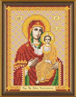 Канва/ткань с рисунком "Нова Слобода" БИС 5056 "Богородица Смоленская" 13 см х 17 см .