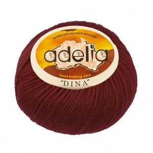 Пряжа ADELIA "DINA" 100% шерсть 10 х 50 г 100 м ± 5 м бордовый