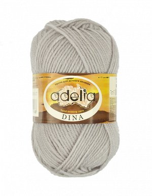 Пряжа ADELIA "DINA" 100% шерсть 10 х 50 г 100 м ± 5 м св.серый