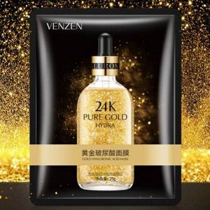 VENZEN ультрапитательная тканевая маска для лица 24K Gold с гиалуроновой кислотой