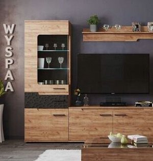 WYSPAA 1 (гостиная) Витрина Высокая + ФАСАД Дуб табачный Craft