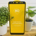 Защитное стекло 9D для SAMSUNG A8 2018 FULL GLUE в техпаке (на полный экран, полный клей)