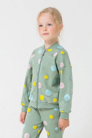 Куртка для девочки Crockid К 301313 милитари, цветные шарики к1266