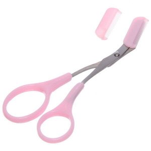 Ножницы с расчёской для коррекции бровей "Eyebrows", цвет розовый, 13*5,3см