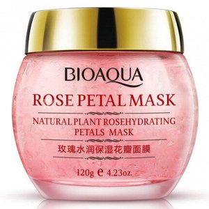 797021 BIOAQUA ROSE PETAL MASK Увлажняющая маска для лица с лепестками роз, 120 г, 12 шт/уп