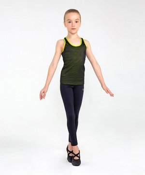 Майка-борцовка гимнастическая Valerie двойная, полиамид, черный/лайм, детский