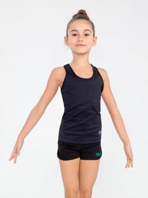 Майка-борцовка гимнастическая Joanna, полиамид, черный, детский