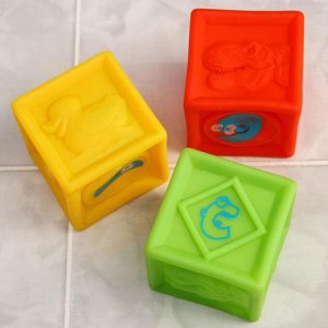 Набор резиновых игрушек для игры в ванной «Кубики и зверята 2», 5 шт.