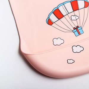 Нагрудник силиконовый «Воздушный шар», цвет розовый