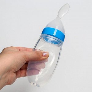 Бутылочка для кормления силиконовая с ложкой «Наш малыш», 90 мл, от 4 мес., цвета МИКС