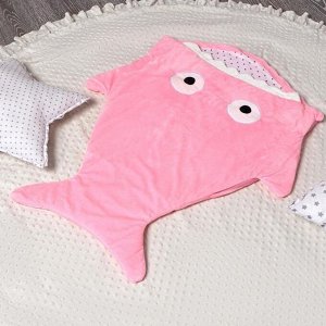 Одеяло (конверт) для детей Крошка Я «Акула» цвет розовый, 48x83 см, чеxол полиэстер, подклад xлопок