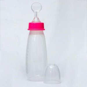 Бутылочка для кормления с ложкой, 240 мл, цвет розовый