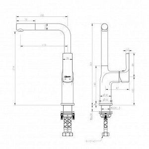 LM7205BL "URSUS" Смеситель для кухни с высоким поворотным изливом, черный