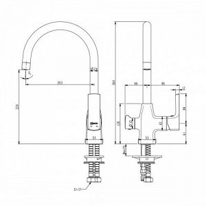 LEMARK LM7261BLR &quot;URSUS&quot; Смеситель для кухни, с подключением к фильтру питьевой воды, черный/розовое золото