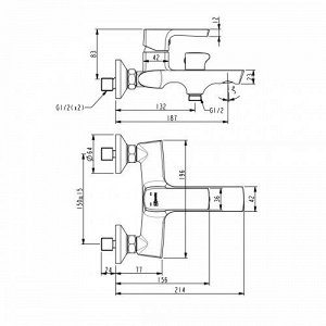 LM7214BL "URSUS" Смеситель для ванны с коротким изливом, черный