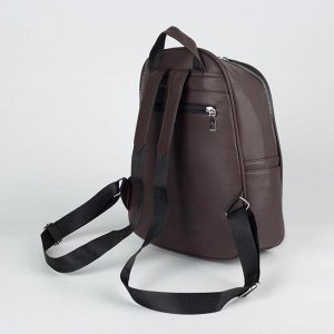 Рюкзак, отдел на молнии, 3 наружных кармана, 2 боковых кармана, цвет коричневый