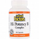 Natural Factors, высокоэффективный комплекс витаминов группы B, 90 капсул