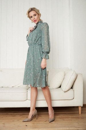Платье Аймен №2.Цвет:бирюзовый/цветы